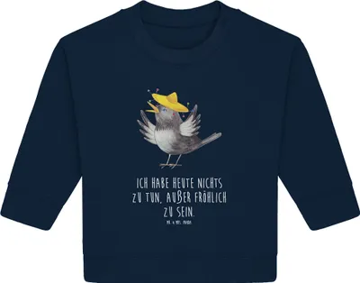 Produktbild von Mr. & Mrs. Panda Organic Baby Pullover Rabe Sombrero 24. - 36. Monat - French Navy - Geschenk, Bullover, Spruch Positiv, Vögel, Lustige Sprüche, Elster, Vogel, Motivation