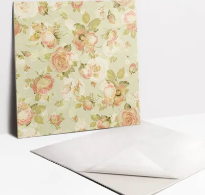 Obrázok produktu pre Samolepiace vinyleové dlaždice - Nálepky na Stenu - Podlahu - Sada 9 Kusov - 30x30 cm - Růže květiny