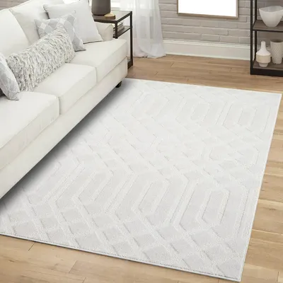 Produktbild von Teppich Kurzflor Wohnzimmer - Creme - 160x230 cm Rechteckig - Ornament, Marokkanisch - 3D-Effekt