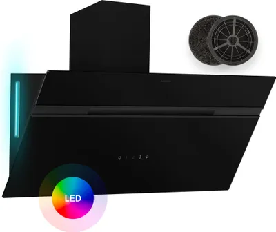 Image de Klarstein Alina hotte aspirante - 90 cm hotte murale, 615 m³/h, éclairage LED 9 couleurs, tactile, classe énergétique A, 54 dB, noire, extraction & recirculation