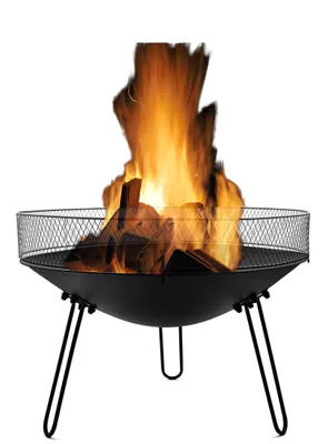 Produktbild von Feuerschale für den Garten Ø60cm mit Funkenschutz Feuerstelle Pflanzschale Terassenfeuer Korb für den Außenbereich, Outdoor, Camping, Terrasse