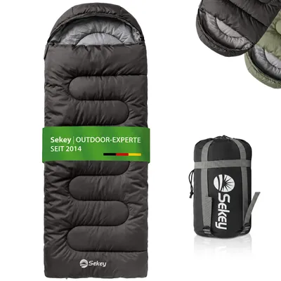 Produktbild von Sekey Schlafsack 220x80 cm 3-Jahreszeiten-Deckenschlafsack 10°C bis 20°C, Anthrazit