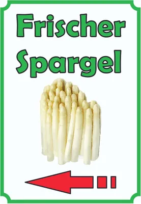 Produktbild von Verkaufsschild Schild Spargel Hochkant mit Pfeil links A0 (841x1189mm)