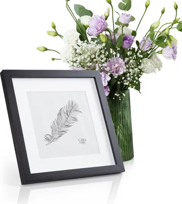 Image de Casa Chic Cadre Photo Carré 24.4 x 24.4 cm, Cadre Bois, Cadres photo Maison, Porte Photo Mural, Cadre Decoration Murale Pele Mele, Affichage Vertical/Horizontal, avec Protection Verre et Passe Partout