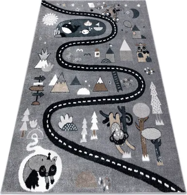 Obrázek produktu pro Koberec FUN Route pro děti, ulice, zvířata šedá šedá 240x330 cm