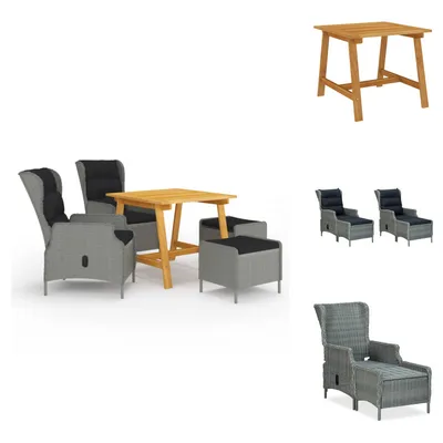 Produktbild von vidaXL 5-tlg. Garten-Essgruppe Hellgrau -  Gartenmöbel-Sets