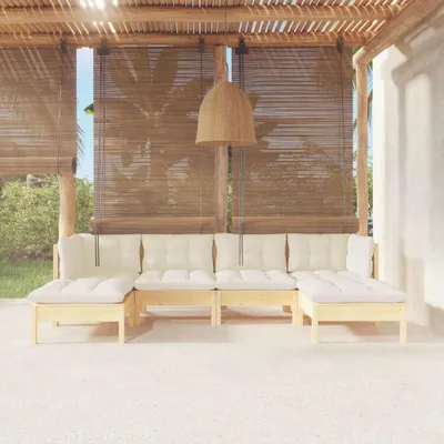 Image de Ensemble de salon de jardin avec coussins gris en bois de pin Salon de jardin Outdoor