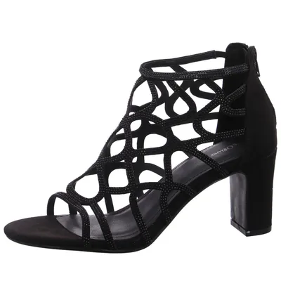 Produktbild von s.Oliver Damen Sandalette Schaftsandale Strass Cutouts Reißverschluss 5-28308-42, Größe:38 EU, Farbe:Schwarz