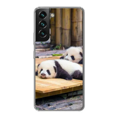 Produktbild von MuchoWow® Handyhülle Schutzhülle Hülle für Samsung Galaxy S22 Plus Pandas - Boden - Holz Silikon Softcase Handy Hülle - Schutzabdeckung