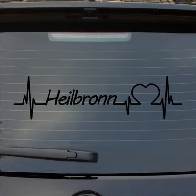 Produktbild von Heckscheibenaufkleber Heilbronn Herzschlag Puls Stadt Liebe 55x14 cm Schwarz Glanz Auto Aufkleber Sticker