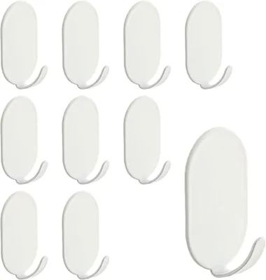 Obrázok produktu pre Samolepiace háčiky na uteráky, 10 kusov, 5 x 3,2 cm, vhodné do kúpeľne a kuchyne