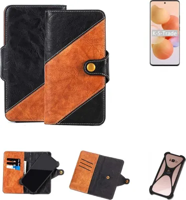 Produktbild von K-S-Trade Handyhülle Schutzhülle Bookstyle Case Wallet-Case kompatibel mit Xiaomi Civi Handy Cover Bumper Klapphülle schwarz hellbraun 1x