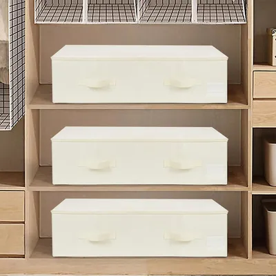 Produktbild von Aufbewahrungsbox für unter das Bett - 2 Stück - Deckel - Faltbares Design - Verstärkte Griffe - Kleidung - Bettdecken - Decken - Kissen - 70x41x18cm