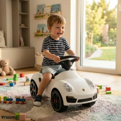 Produktbild von Porsche 911 Rutschauto für Kinder (1–3 Jahre) – Offiziell Lizenziert, mit Hupe, Anti-Rutsch-Rädern & Kippschutz – Kinder Rutschfahrzeug – Weiß