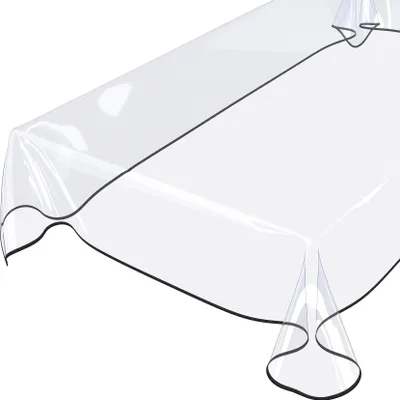 Produktbild von Tischdecke Klara 0,3mm Wachstuch PVC abwaschbar Durchsichtig Transparent 120x140cm mit Band-Kante
