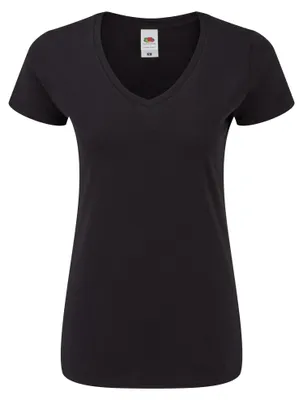 Produktbild von Fruit of the Loom - "Iconic 150" T-Shirt V-Ausschnitt für Damen LT1746 (L) (Schwarz)