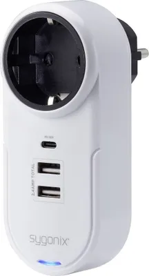 Produktbild von Sygonix TY1825 USB Ladegerät 18 W 2x USB-A, 1x USB-C®, Schutzkontakt-Steckdose Weiß Innenbereich