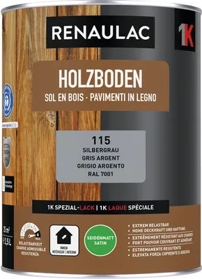 Produktbild von RENAULAC Holzbodenfarbe seidenmatt silber 2.5 l