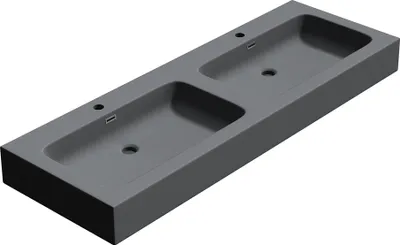 Immagine prodotto di doporro Lavabo da Appoggio, Lavandino Bagno 140x48x13cm, Lavabo da Minerale Fuso Colossum830, due Fori per la Rubinetteria, Antracite Opaco