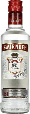 A product shot of a Smirnoff vodka bottle against a white background.