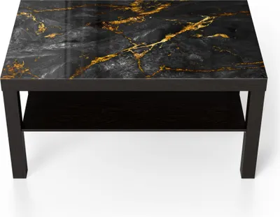 Produktbild von DEQORI Couchtisch 90x55 cm Schwarz 'Veredelter Naturstein' Glas Beistelltisch