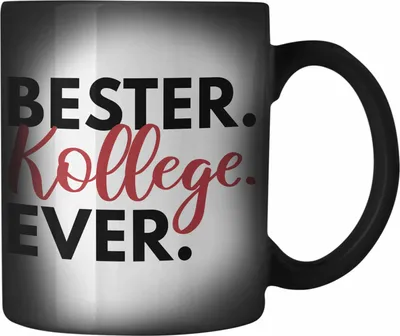 Produktbild von Trendation - Bester Kollege Farbwechsel Zauber-Tasse Geschenk Lieblingskollege Abschiedsgeschenk Karabiner Farbwechsel Zauber-Tasse Edelstahl Kollegen Büro (Schwarz)