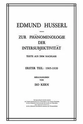 Image de Zur Phänomenologie der Intersubjektivität