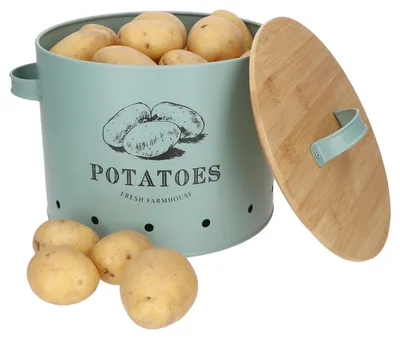 Produktbild von Kartoffeltopf Fresh Metall-Dose & Bambusdeckel mint Vorratsdose Löcher