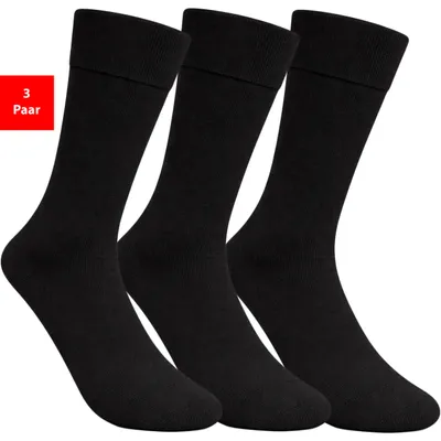 Produktbild von Diabetikersocken Damen & Herren Gesundheitssocken ohne Gummibund & Naht weich druckfrei - Schwarz 47-50 3 Paar