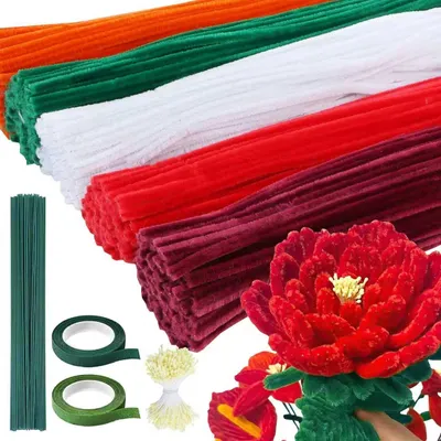 Produktbild von Biegeplüschstäbe zum Basteln, 500 Stück, 5 Farben, Blumen, für DIY-Projekte