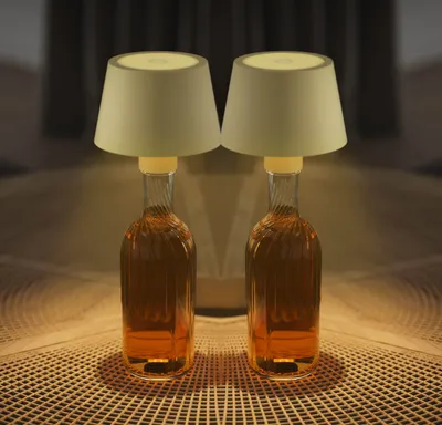 Produktbild von Northpoint 2er-Set LED Akku Tischlampe Flaschenlampe Tischleuchte mit Touchsensor beige