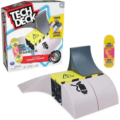 Produktbild von Tech Deck X-Connect Starter-Set - Power Flippin' Rampenset mit authentischem Fingerboard und Zubehör, Griffbrett-Set, 6 Jahr(e)