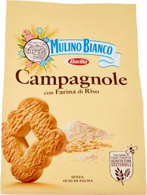 The image shows the packaging of Mulino Bianco Campagnole cookies.