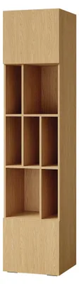 Produktbild von Lorin Hochregal schmal 45 cm mit 2 Türen und offenen Fächern – Kaschmir / Frühlingseiche, Türanschlag rechts