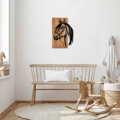 Produktbild von Wallity, Horse - 317, Wanddeko, Schwarz, Metall, 40 x 58 x 3 cm
