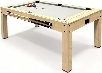 Image de Table de jeux 7 en 1 et table à manger en chêne : billard, tennis de table, air hockey, échecs, backgammon, shuffleboard. Divertissement pour les fêtes, bureau à domicile, adultes. Ensemble de jeux complet pour toute la famille, avec accessoires