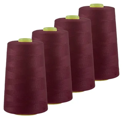 4 x 4572m Overlockgarn Nähgarn Polyester Overlock Garn, bordeauxviolett