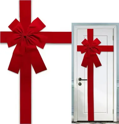 Productafbeelding van Decoratieve deurstrop, rood, elegant, van velours, met klittenbandsluiting en lint