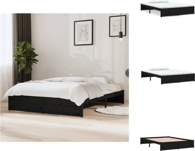Obrázek produktu pro vidaXL Postel z masivu černá 140x190 cm - Postele a válendy