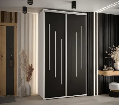 Obrázek produktu pro Šatní skříň ASIRI 8 - 130/60 cm, bílá / černá / stříbrná