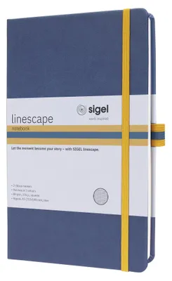 Image de SIGEL LS104 Cahier Linescape env. A5 176 p. Couverture rigide à carreaux 80 g/m² bleu