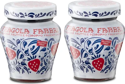 Produktbild von Food-United FRAGOLA FABBRI 1905 2x230g Erdbeeren aus Italien eingelegt und halb-kandiert in Sirup - ohne Aroma- Farb- & Konservierungsmittel, für Erdbeer-Eisbecher-oder für Erbeeren-Sorbets-Cocktails-Desserts-Pavlova, GVO-Frei Glutenfrei & 100% nat