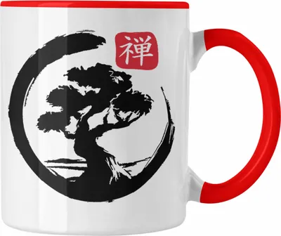 Produktbild von Trendation - Lustige Bonsai Tasse Geschenk für Bonsai-Liebhaber Silhoette (Rot)