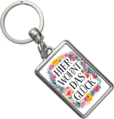 Produktbild von Hier wohnt Glück Schlüsselanhänger Blumenkranz