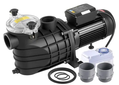 Image de Pompe de piscine VEVOR 3 kW, pompe filtrante 35 000 L/H débit max., pompe de piscine à un étage 2860 tr/min, hauteur de refoulement max. 19 m, avec minuterie 24 heures et panier filtrant, pour piscines hors sol et enterrées, et spas