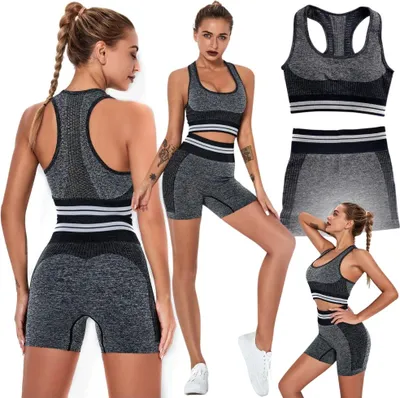 Zdjęcie produktu dla Strój sportowy komplet top szorty fitness joga dwuczęściowy na siłownię XS