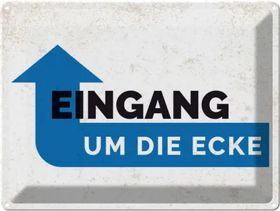 Produktbild von vianmo Blechschild 30x40 cm Eingang um die Ecke Warnschild Hinweisschild Sicherheit Vorsicht