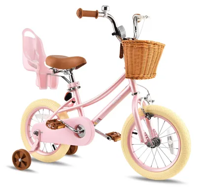 18-Zoll-Kinderfahrrad mit Stützrädern, Korb, rosa, 5–9 Jahre