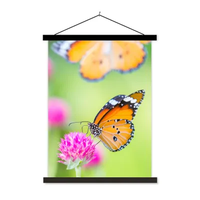 Produktbild von MuchoWow® Textilposter Insekten - Schmetterlinge - Blumen 90x120 cm mit schwarzem Rahmen - Dekoration