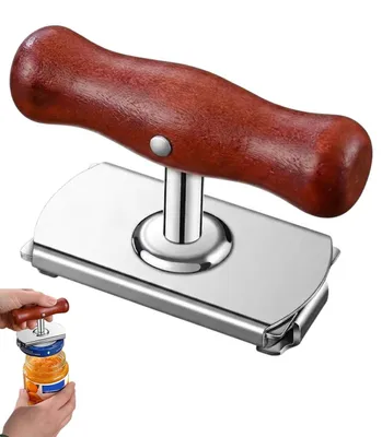 Dosenöffner aus Edelstahl mit Holzgriff, verstellbar für Deckel 30–130 mm